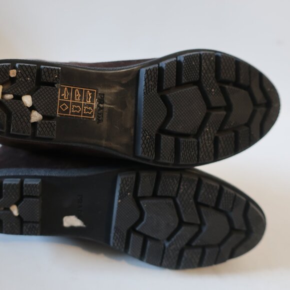 Women Prada Dark Brown 100% Suede Concealed Wedge Booties 35.5 US/5 - 5.5 - Picture 8 of 10